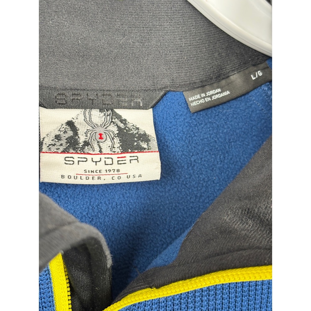 Spyder Mens Blue Waffle Knit Quarter Zip Pullover Fleece Lined Jacket Large - Picture 4 of 11